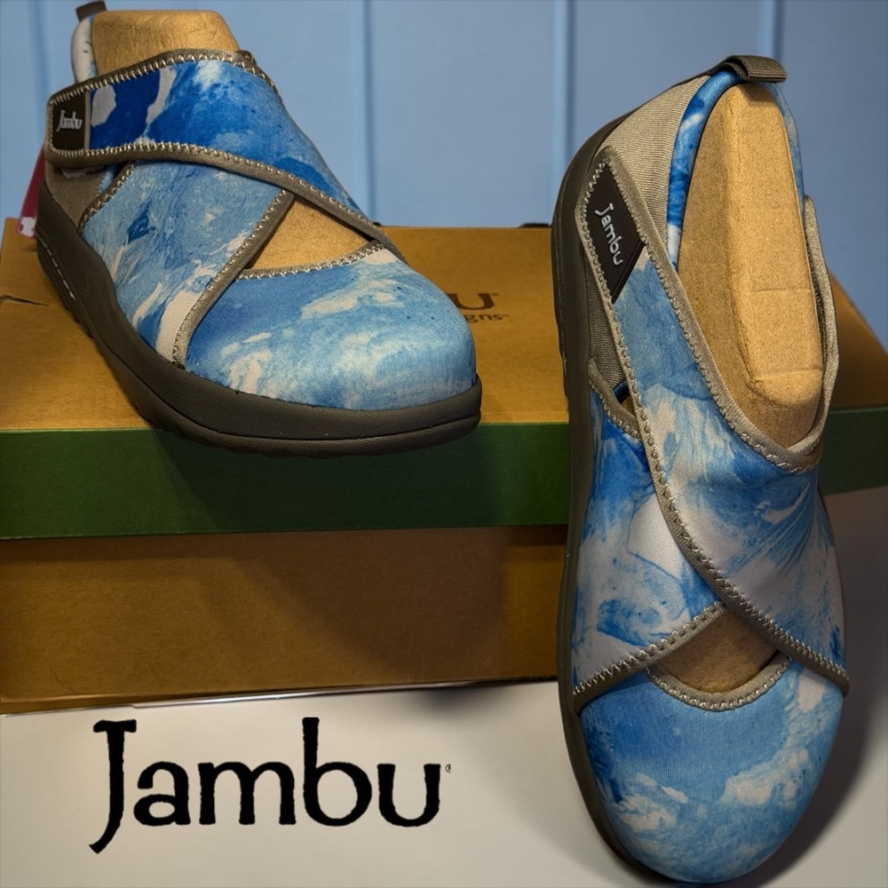 Jambu Sz 7.5W Millie Vegan Walking Shoes Blue & White Tie Dye ECO FRIENDLY NIB!